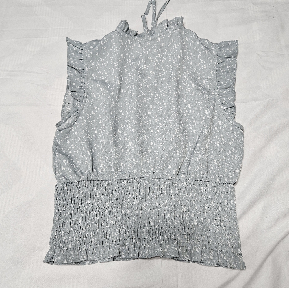 Paper Crane Ruffled Light Blue Top - Picture 2 of 3